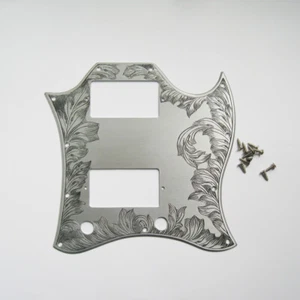 Custom hand engraved classical leaf pattern aluminum pickgurad fits SG guitar - Picture 1 of 10