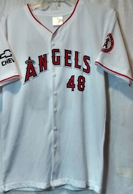 Camiseta deportiva de béisbol Angels Torri Hunter 48 abotonada MLB talla juvenil XL blanca SGA Foto 1 de 4