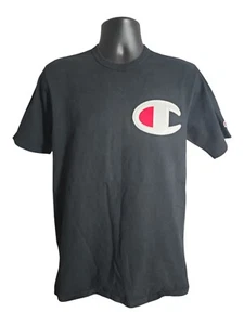 Champion T Shirt Sz Large Mens, C Logo, Black - Picture 1 of 6