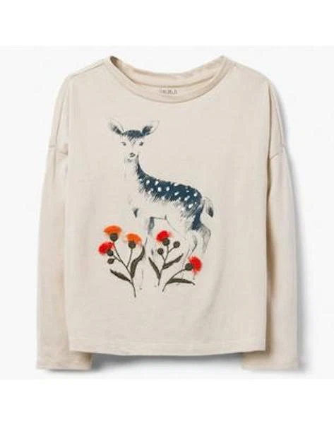 NUEVO CON ETIQUETAS Camiseta Gymboree Ciervo Top Niñas Manga Larga 3,4,5/6,7/8,10/12,14 Avena Foto 1 de 1