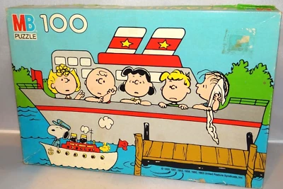 Milton Bradley Peanuts Cruise Ship 100 Pc Jigsaw Puzzle Snoopy Charlie Brown - Image 1 of 4