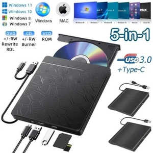Hub/Slim External CD DVD Drive Type C USB 3.0 Disc Player Burner Writer Laptop - Picture 1 of 18