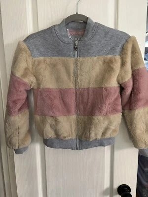 GUESS. Girls Large 14. Faux Fur Jacket. ￼ Great Condition Super Cute. (2401) - Image 1 of 4