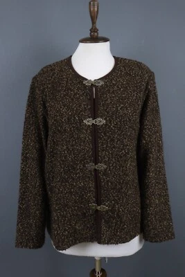 Jaqueta cardigã Cathy Daniels marrom fecho de malha manga longa tamanho G - Imagem 1 de 4