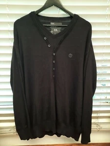 NEXT Mens Black Knit Pull-over Jumper Cardigan Size XXL 100% COTTON Button Front - Picture 1 of 4