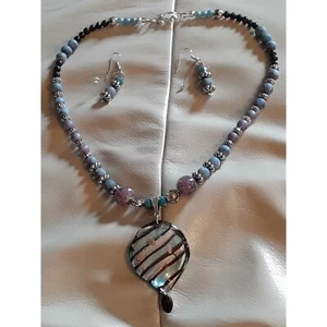 Ocean Dreams Handmade Necklace & earrings art glass sodalite - Picture 1 of 1