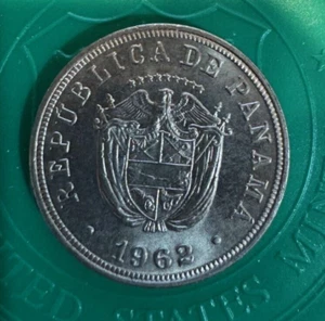 Panama 5 Centesimos 1962 Copper-Nickel KM#23.2 UNC Free Shipping - Picture 1 of 2