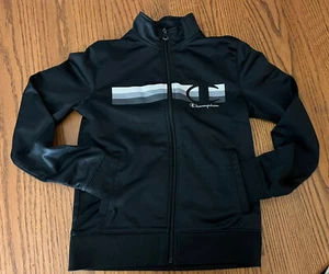 CHAMPION BOYS BLACK TRACK ATHLETIC JACKET - Size M GOOD CONDITION - Picture 1 of 3
