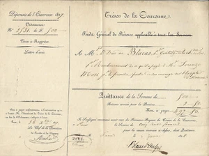 Paris 1828 Quittance Blacas D´Aulps de son ouvrage sur l´Egypte Moderne ; 62379 - Picture 1 of 1