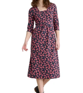 Seasalt Women Seed Packet Midi Dress size 20 Tall Soft JerseyStretch Red on Navy - Picture 1 of 6