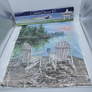 Original Art Custom Decor Inc Flag Waterfront Retreat 12X18 Printed In USA New - Picture 1 of 5