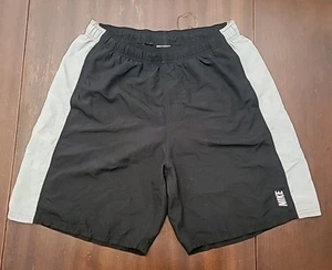 Vintage 90s NIKE Black & Gray SWIM TRUNKS Mesh Lined Mens Sz L 8" inseam - Picture 1 of 12