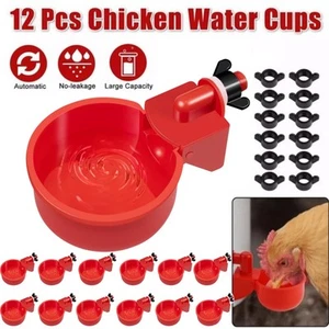 12x Chicken Automatic Watering Cups, Drinker Waterer, for Duck Quail Hen Poultry - Picture 1 of 6