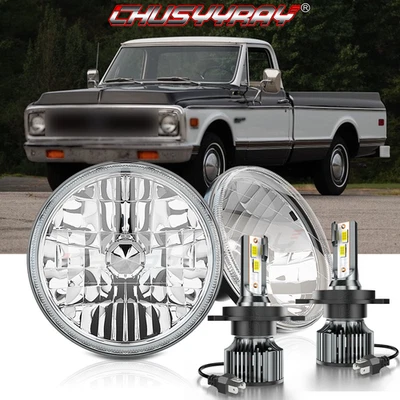 For Chevrolet C10 Panel 1964 1966 Pair 7 inch Round LED Headlight Hi-Low - Image 1 of 4