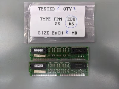 (2) DEC 8MB EDO SIMMs, 72-pin RAM Memory Sticks (16MB Total) 50-23622-01 A2 - Image 1 of 3