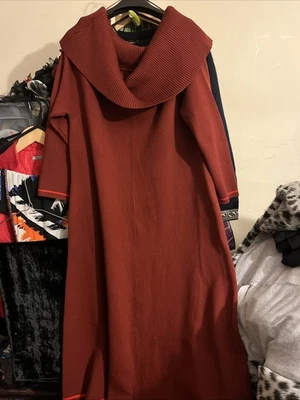 Women’s Size 22 Long Knitted Dress, Russet, Cowl Neck, 3/4 Sleeves, Bnwt - Image 1 of 4
