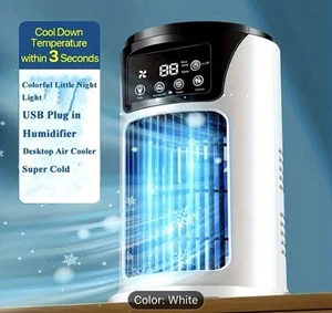 3-in-1 Portable Air Conditioner Humidifier Fan with Atmosphere Light - USB Power - Picture 1 of 5