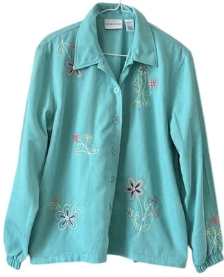 Blazer Mujer Alfred Dunner Verde Menta Floral Mangas Largas Bolsillos Talla 12 Foto 1 de 4