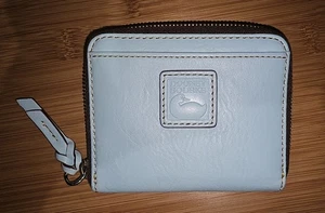 Dooney & Bourke Florentine Small Zip Around Wallet Clutch Pale Blue Original  - Picture 1 of 16