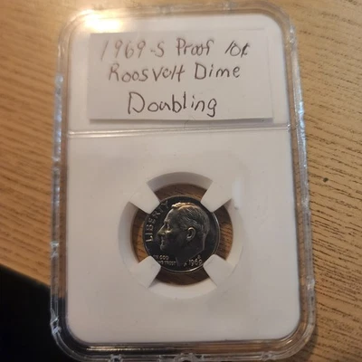 1969 S Proof Roosevelt Dime . Doubling Error all over the front . Uncirculated - Image 1 of 4