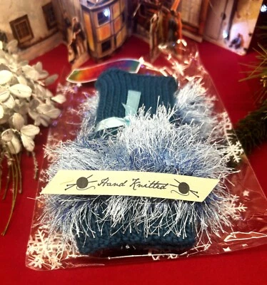 Secret Santa: Hand Knitted Fingerless Mittens 100% wool - Image 1 of 4