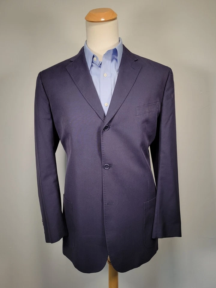 Gian Luca Isaia Napoli Navy Blue Sport Coat 40 L Wool Cotton Blend Italy - Image 1 of 4