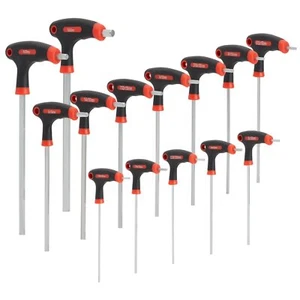 14 Piece T Handle Allen Wrench Set 7 Imperial And 7 Metric Hex Key Set red And  - Picture 1 of 7