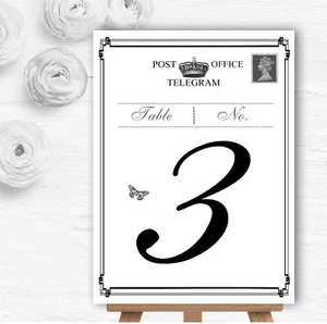 Tarjetas de nombre vintage elegantes blancas personalizadas para mesa de boda de Telegram - Imagen 1 de 1