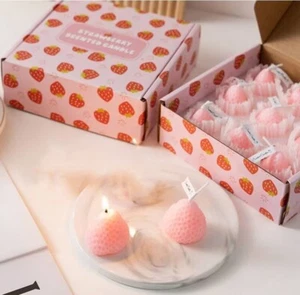 9pcs Cute Strawberry Shaped Sweet Scented Candle Gift Set - Pink * - Picture 1 of 3