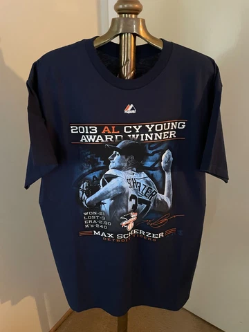 Det. Tigers MAX SCHERZER 2013 "Cy Young" Winner/T-Shirt Navy ADULT Large NWT+ Cover