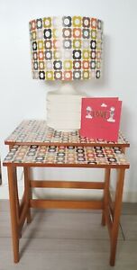 Orla Kiely Paper Decoupage Wooden Nest Two Tables Retro Mid Century G Plan Style
