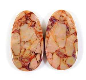 Par de pendientes de piedras preciosas de cabujón de lujo de poligrama natural de 15 quilates CB = 0138 - Imagen 1 de 7