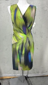 Lafayette 148 New York Dress Laurel wrap waist Silk  blend  Size 12 Y2K Stretch - Picture 1 of 17