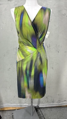 Vestido Lafayette 148 New York Laurel cintura envolvente mezcla seda talla 12 Y2K elástico Foto 1 de 4