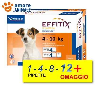VIRBAC EFFITIX per cani da 4-10 kg - 1 / 4 / 8 / 12 pipette Antiparassitario Spot-On