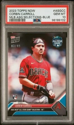 2023 TOPPS NOW MLB ALL-STAR GAME SELECTIONS BLUE CORBIN CARROLL /49 PSA 10 Pop 4 - Image 1 of 2