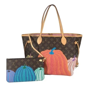 LOUIS VUITTON YK Neverfull MM Tote Bag Pouch M46468 Pumpkin Monogram Auth LV - Picture 1 of 16