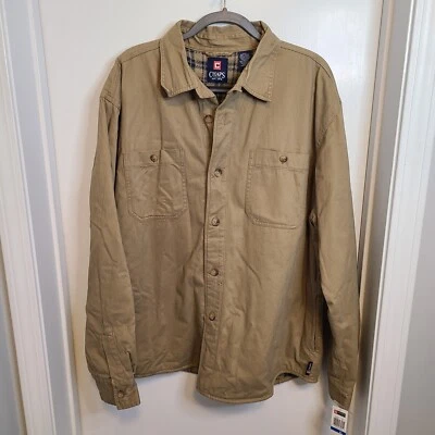 Ralph Lauren Chaps Men's Fleece Lined Shirt/Jacket Shacket Khaki • Large - Image 1 of 4