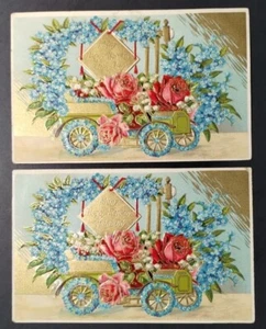 2 Greetings Postcards Floral Flowers Many Happy Returns 1910s Embossed posted - Picture 1 of 3