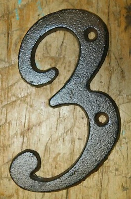 Rustic BROWN Cast Iron Metal House Numbers Street Address 4 INCH Phone #'s 3 - Image 1 of 2