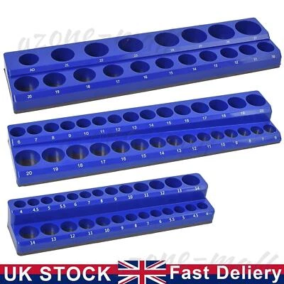 3PCS Magnetic Socket Organizer Storage Holder Tray 1/4" 3/8" & 1/2" Drive Metric - Image 1 of 4