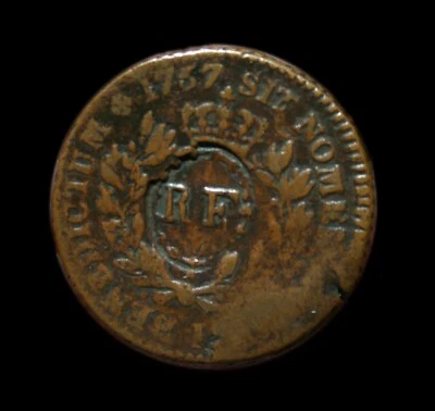 1767 French Colonies Copper Post Colonial Rich Chocolate Brown Planchet Nice!!! - Image 1 of 2