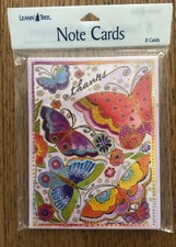 8 Leanin Tree Note Thank You Cards THANKS - COLORFUL BUTTERFLIES, LAUREL BURCH