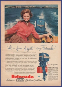 Anuncio impreso EVINRUDE 1955 motores fueraborda eléctricos grandes navegación doble años 50 EVINRUDE - Imagen 1 de 1