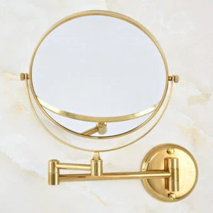 Gold Color Brass 8" Wall Mounted Swing Arm 2-Sided Magnifying Mirror fba632 - Picture 1 of 6