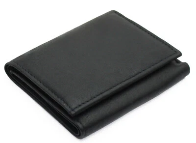 MENS RFID BLOCKING REAL LEATHER BLACK TRIFOLD WALLET CREDIT CARD & ID HOLDER 185 - Image 1 of 4