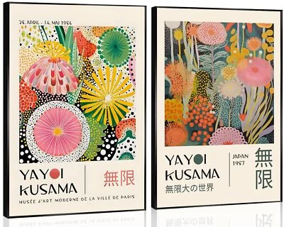 Yayoi Kusama Wall Art Japanese Abstract Canvas Wall Decor Retro Colorful Toky... - Image 1 of 4