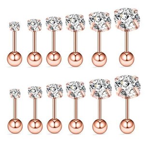 18g Ear Cartilage Helix Surgical Stainless Steel,Clear,Rose Gold,White 