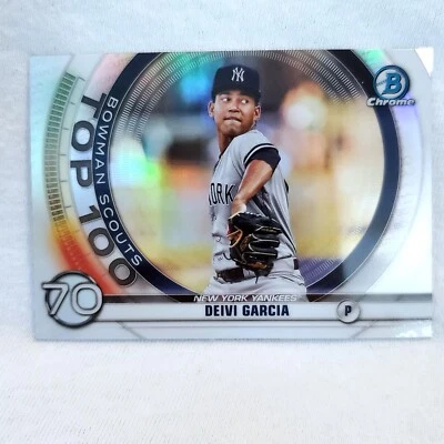 2019 Bowman Chrome Scouts Top 100 Deivi Garcia #BTP70 New York Yankees   - Image 1 of 2