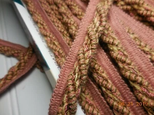 BTY Vintage Conso Twisted Woven Pink Tan Lip Rope Trim 1" Pillows Upholstery 619 - Picture 1 of 4